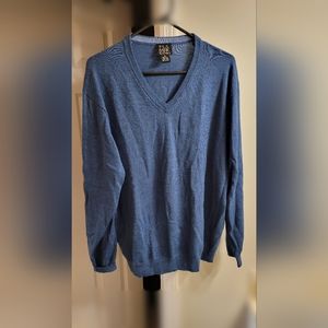 Jos. A Bank Dark Blue Italian Merino Wool V-neck Sweater - Extra Large
